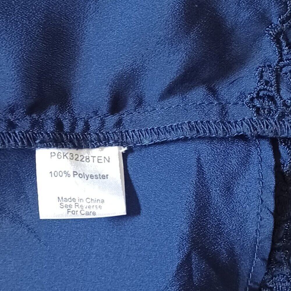 NWT Parker Aquarius Overlay Lace Trim Shirt Dress Navy Blue M Lace Hem - Picture 11 of 11
